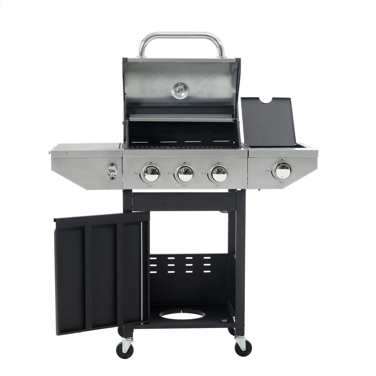 3 Burner Stainless Steel Propane Gas Grill with Side Burner O65216