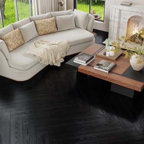 24-Pack Black Vinyl Plank Flooring 6"x36" Self Adhesive E553595