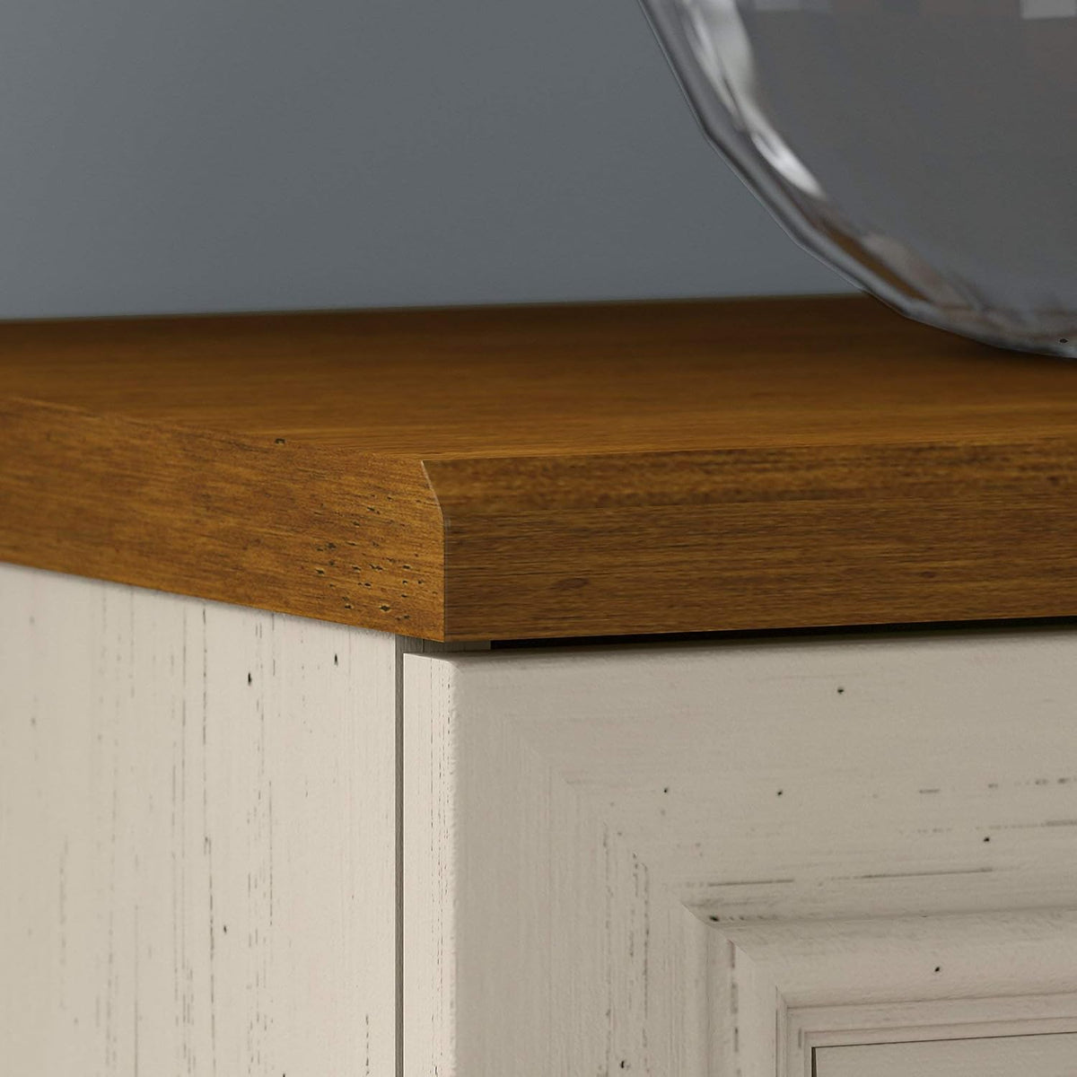Antique White and Tea Maple Small Storage Cabinet with Doors F317668