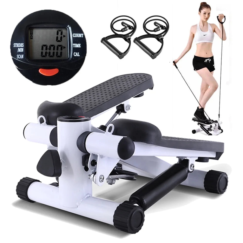Gray Mini Stepper Air Stair Climber Exercise Machine with Resistance Band K639020