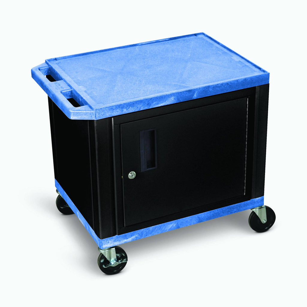 2-Shelf AV Cart with Cabinet, Black A312