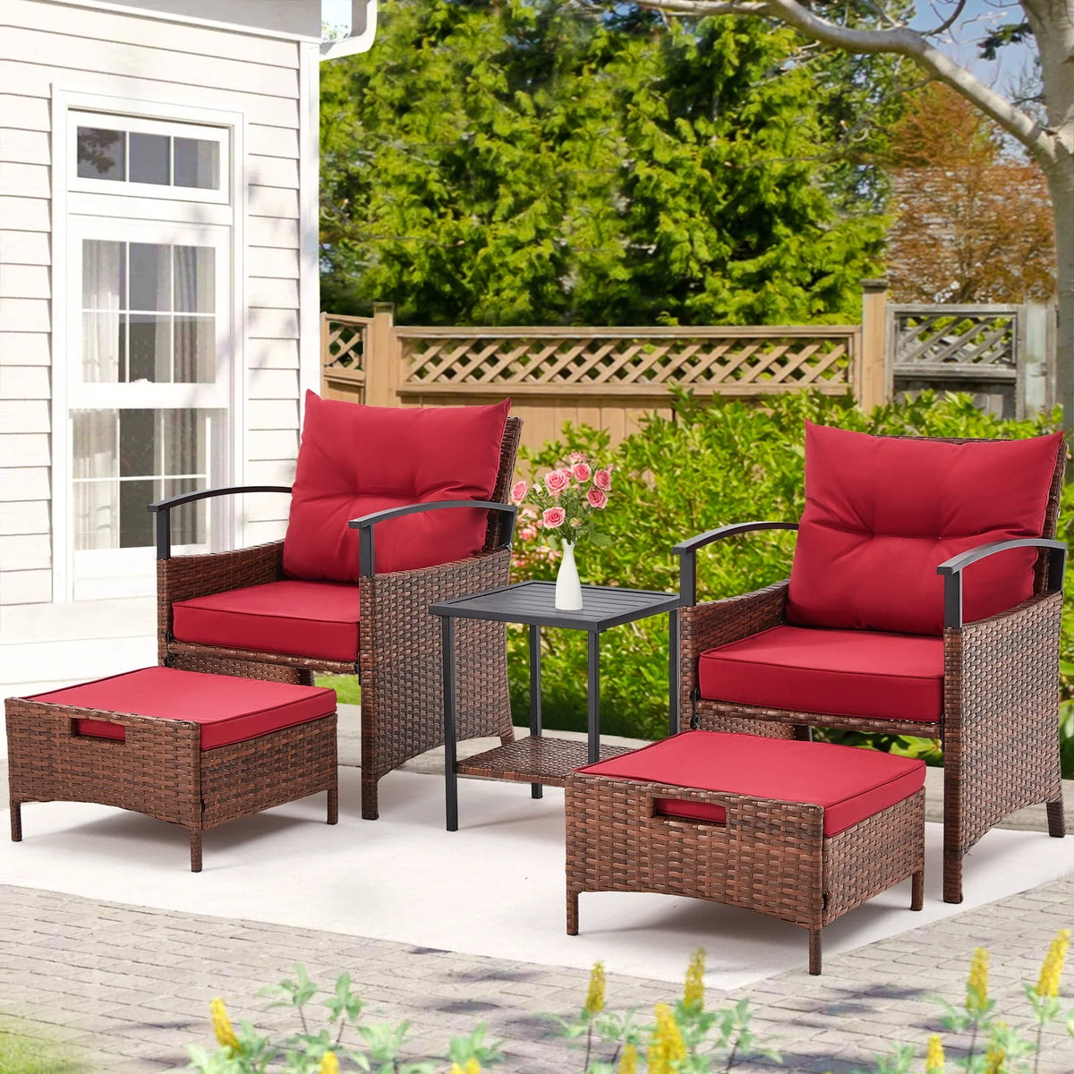 5 Pcs Outdoor Rattan Wicker Furniture Set L1879