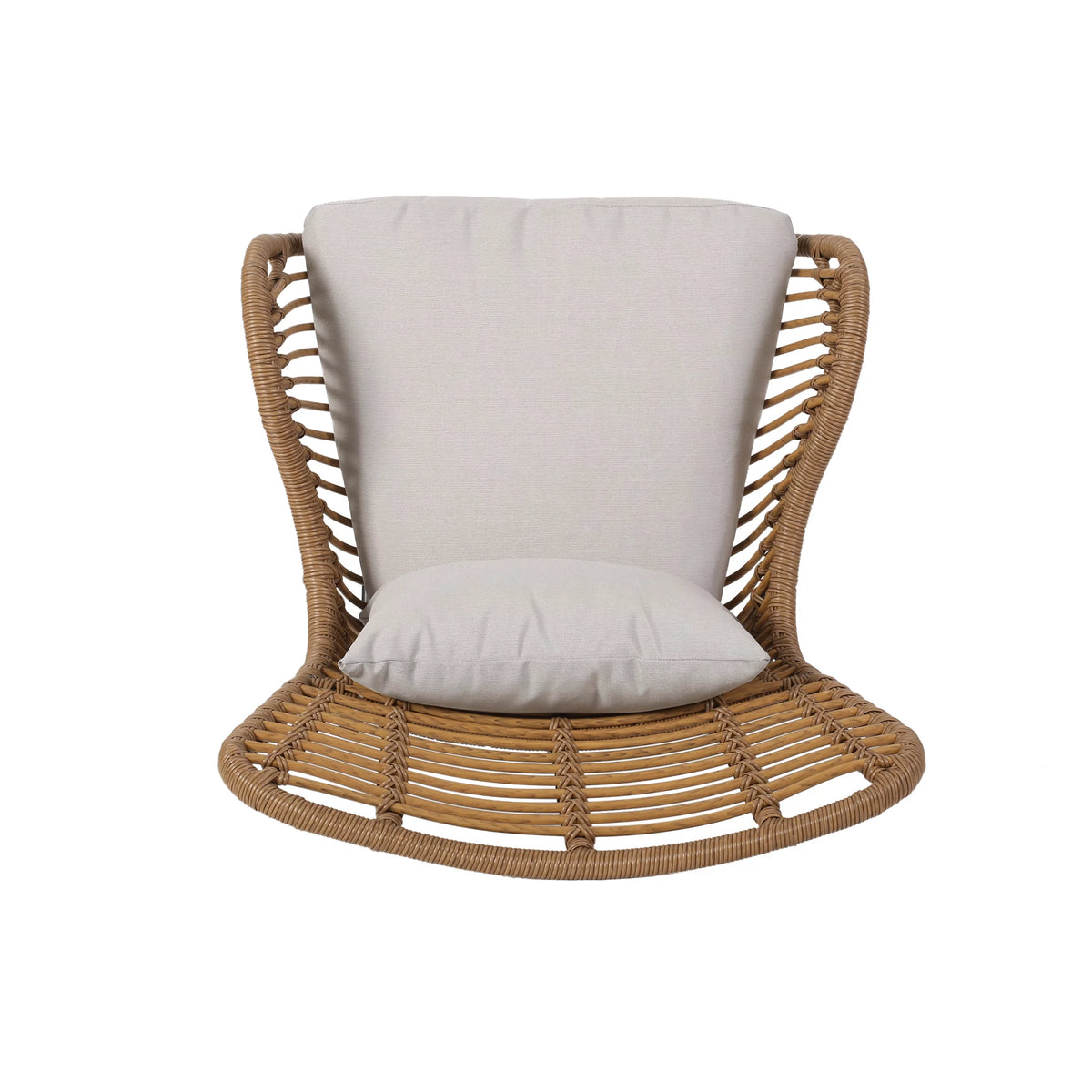 Light Brown and Beige Wicker Club Chairs with Cushions, Set of 2 P492565