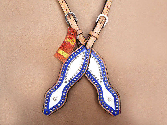 Leather Horse One Ear Headstall Breast Collar Blue X475
