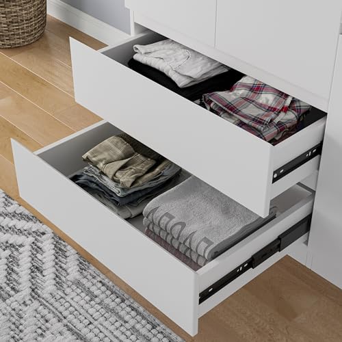 White 4 Door 2 Drawers Wooden Armoire Wardrobe I5230