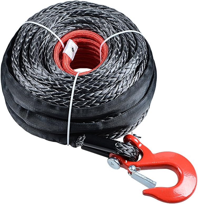 85ft x 3/8 inch Synthetic Winch Line Rope with Heat Rock Guard E982