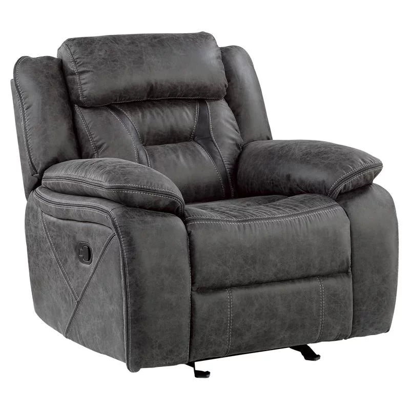 Gray Microfiber Glider Reclining Chair U2258