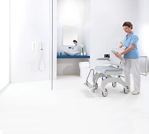 Shower and Commode Chair with Collection Pan, Lid and Pan Support Guide Rail B2358