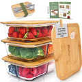 3 Pack Glass Meal Prep Containers with Bamboo Lids T475295