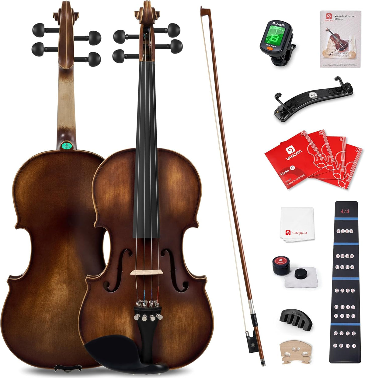 Solid Wood Violin 4/4 Full Size Set with Lightweight Hard Case Z959