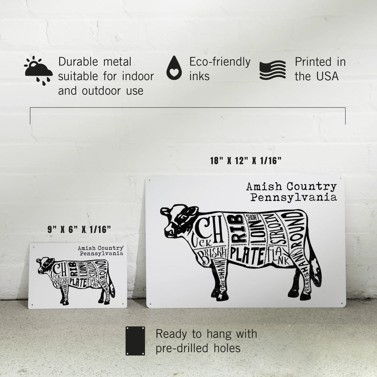 Black Cow on White Aluminum Art P256