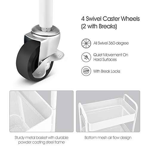 White 3-Tier Rolling Metal Utility Cart Y591