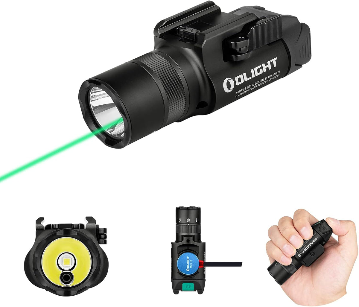 1350 Lumens Rechargeable Tactical Flashlight with Green Beam and White LED W109