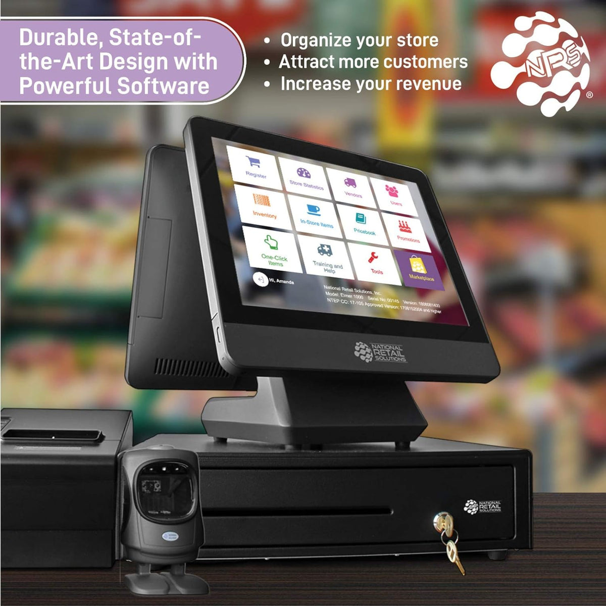 POS System Bundle with Touch Screen Monitor, Barcode Scanner, Cash Drawer and Receipt Printer H359360