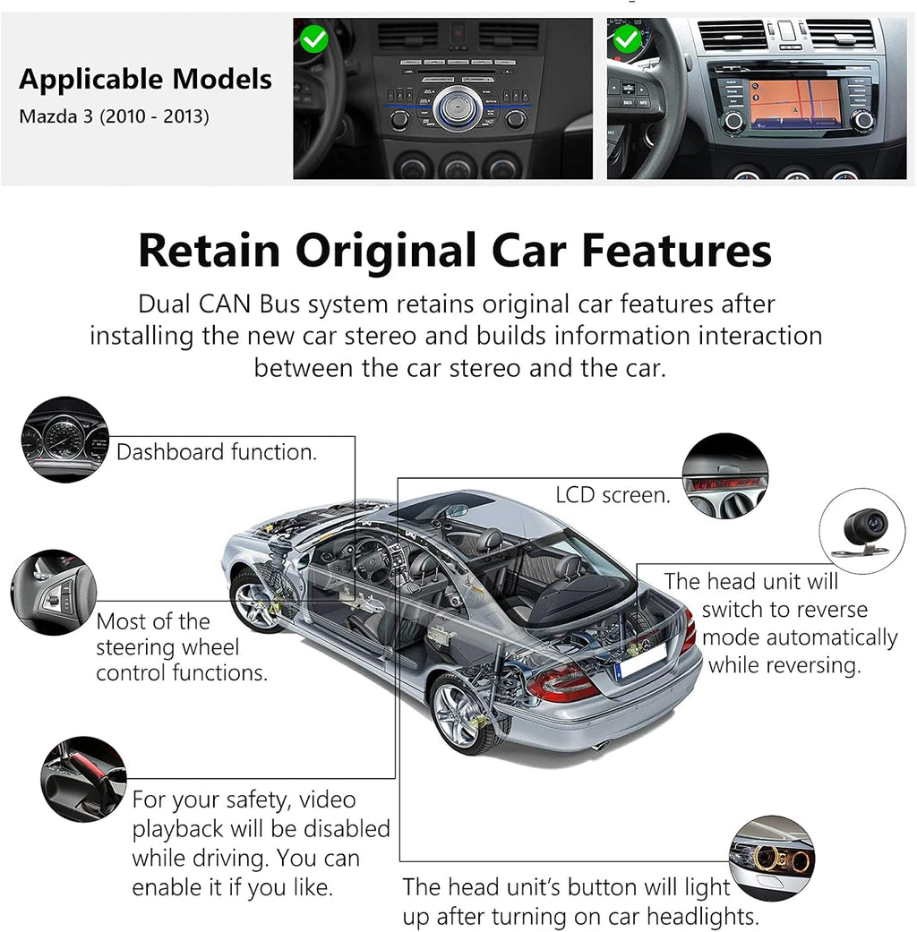 9 Inch Single Din Car Stereo Receiver with Bluetooth 5.0 G879