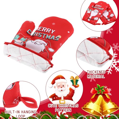 4 Pairs Christmas Oven Mitts Heat Resistant Cooking Gloves X682020