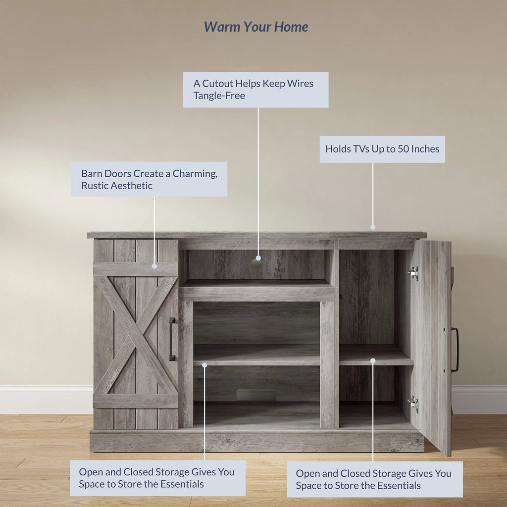 Gray Wash TV Stand Media Entertainment Center M5520