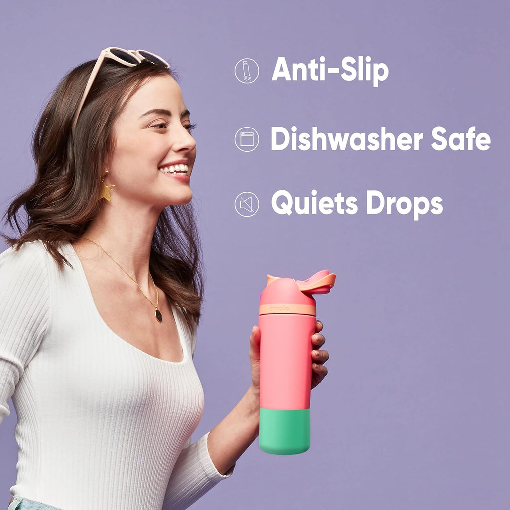 Insulated Stainless Steel Water Bottle with Straw and Silicone Boot I314024