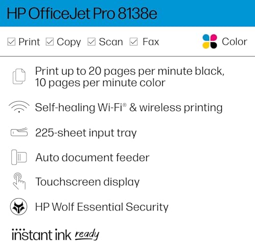 HP OfficeJet Pro 8139e Wireless All-in-One Color Inkjet Printer Q7681