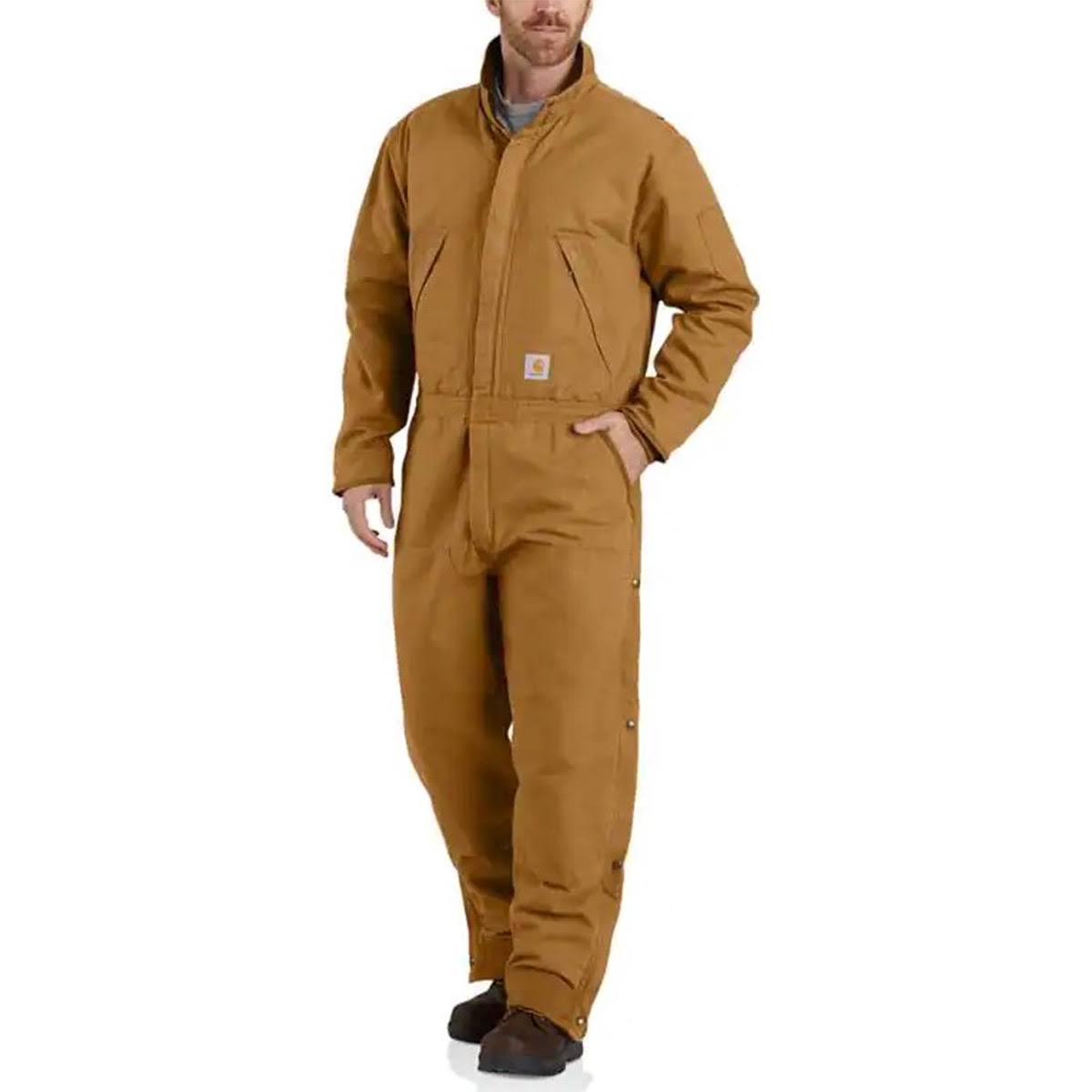 Brown Loose Fit Washed Duck Insulated Coverall F750882