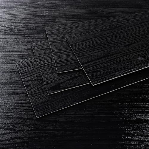 24-Pack Black Vinyl Plank Flooring 6"x36" Self Adhesive E553595
