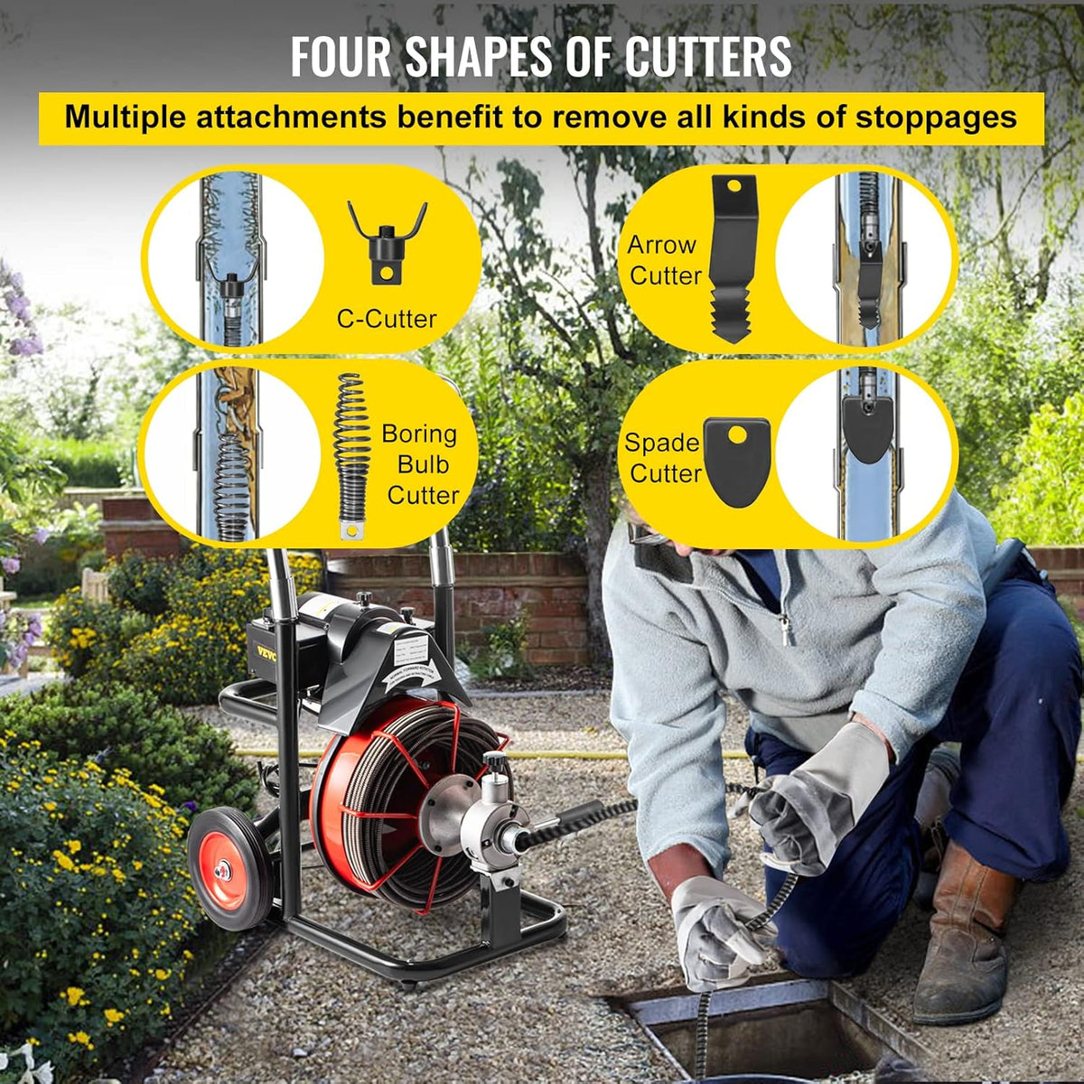 50 Ft x 1/2 Inch Portable Electric Drain Auger Cleaner O457963