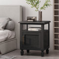 Acacia Wood and Cane Nightstand Z657795