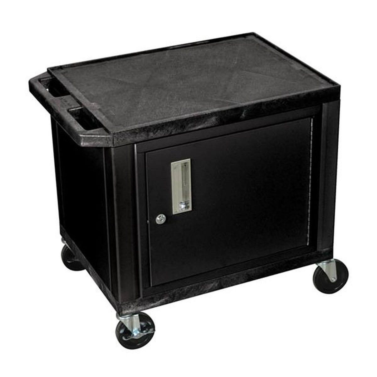 2-Shelf AV Cart with Cabinet, Black A312