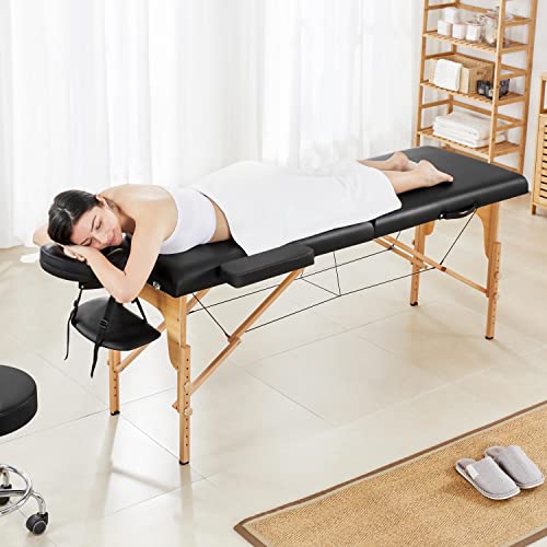 Portable Foldable Adjustable Massage Table 24 inch Black O840552