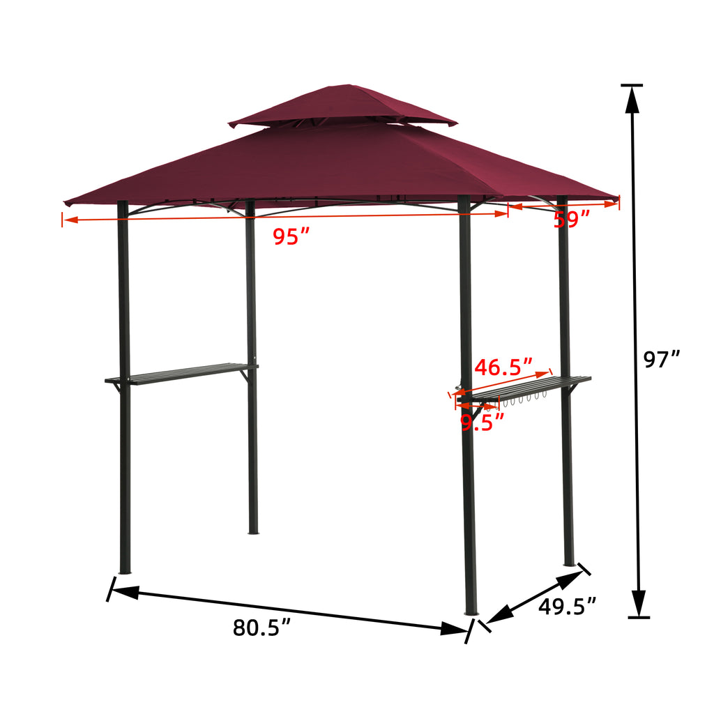 Burgundy Steel Frame Outdoor Grill Gazebo with Canopy Y670031
