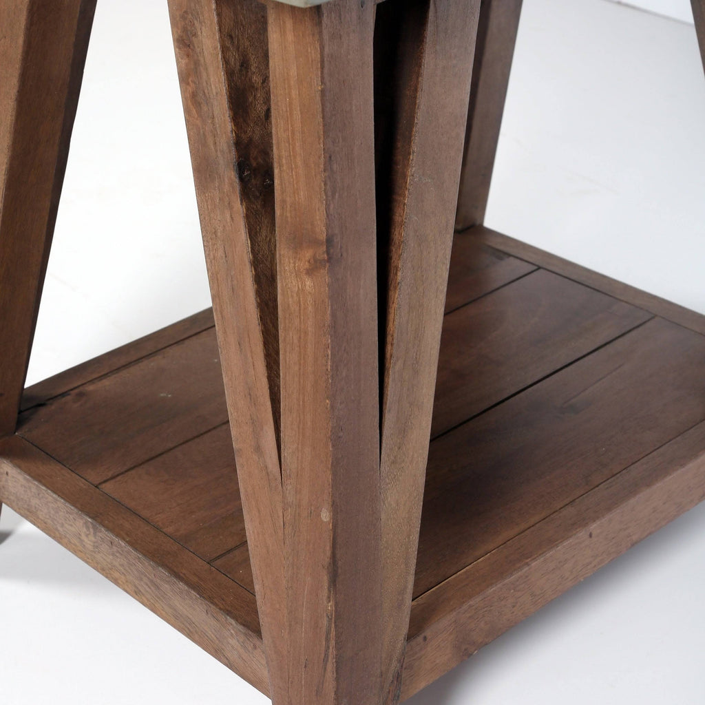 Concrete Coated-Top Wood End Table W226
