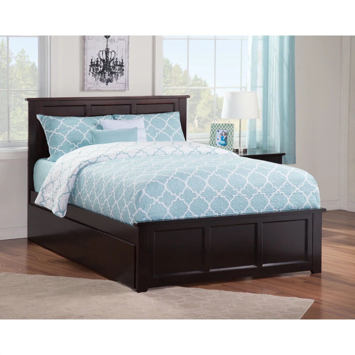 Solid Wood Queen Bed with Twin XL Trundle in Espresso J667988