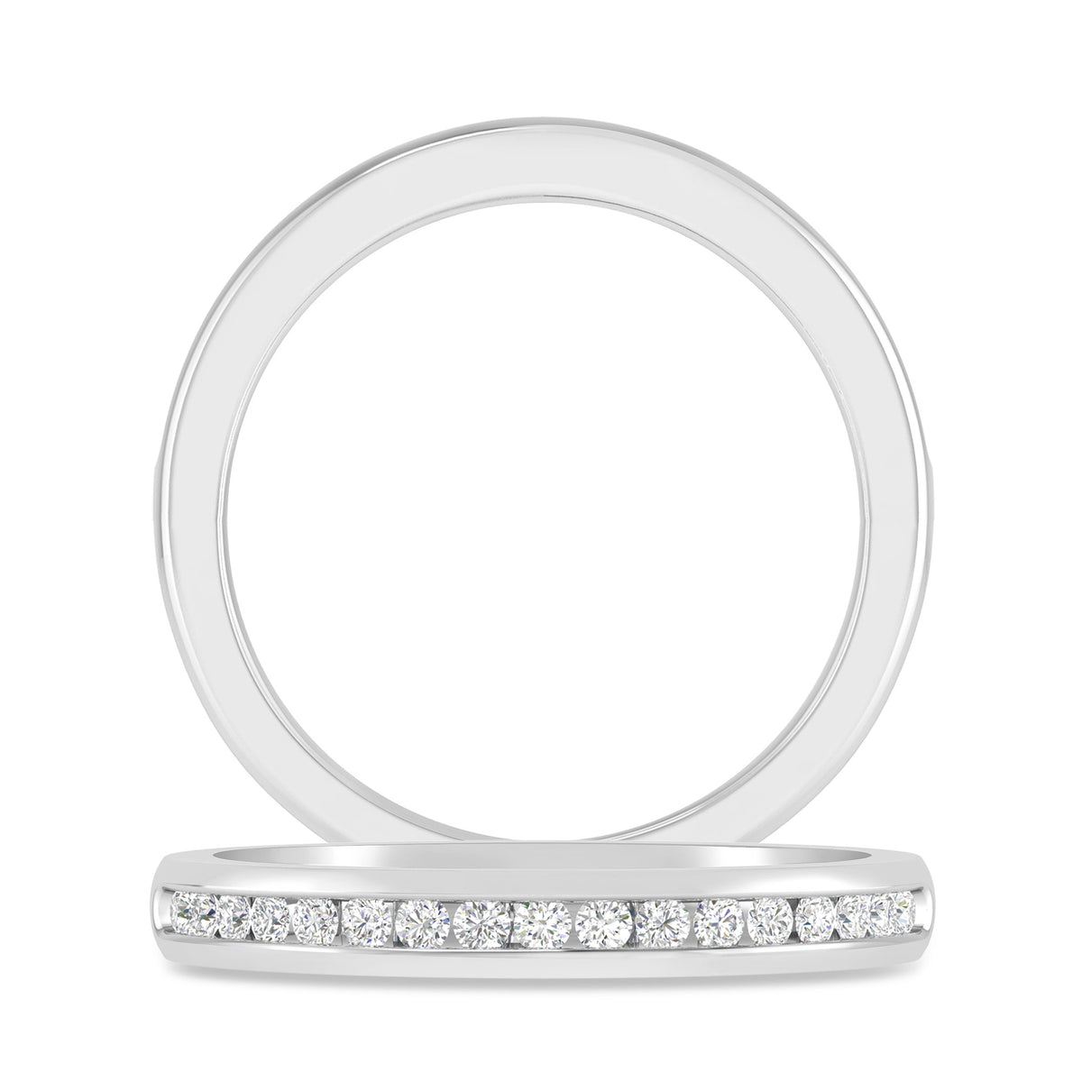 14K White Gold Round Diamond Stackable Band V428468