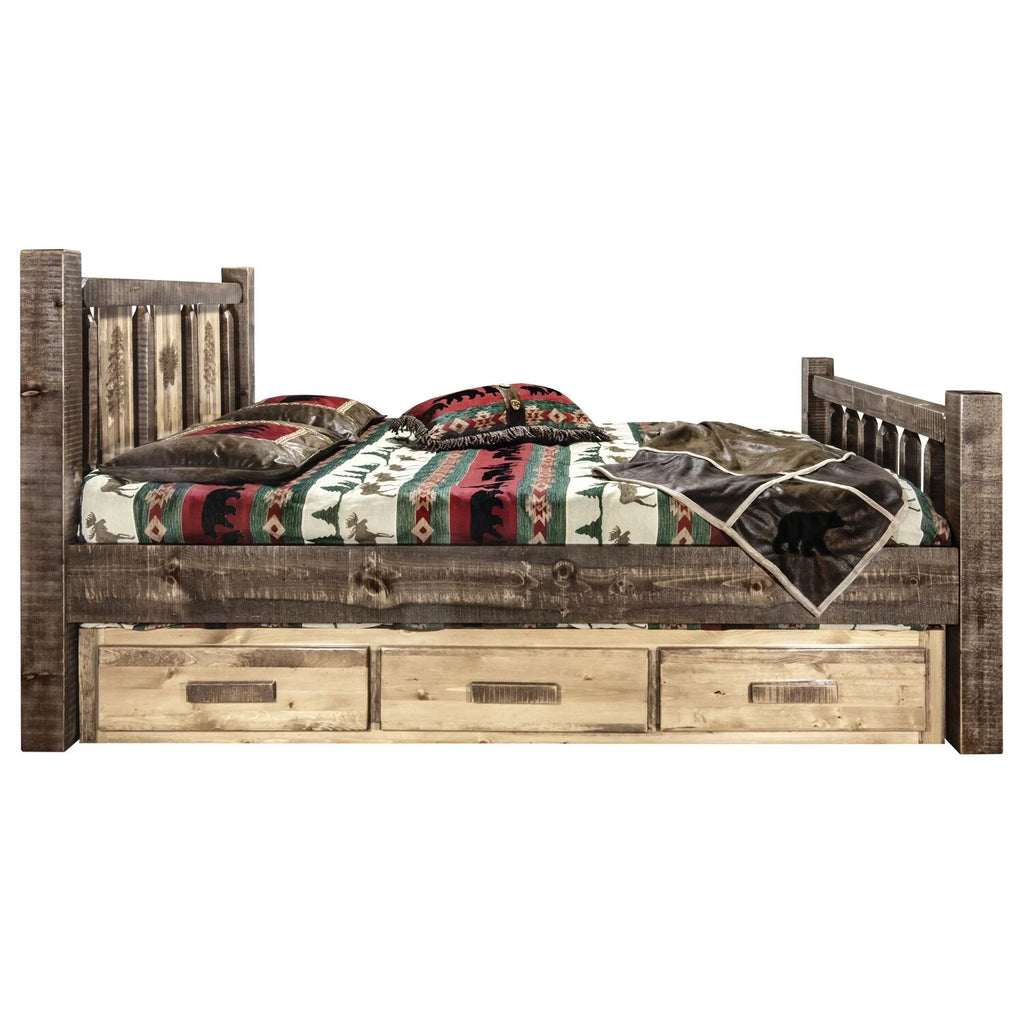 Brown Wood Twin Storage Bed T53434