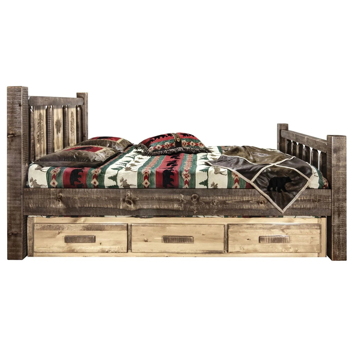 Brown Wood Twin Storage Bed T53434