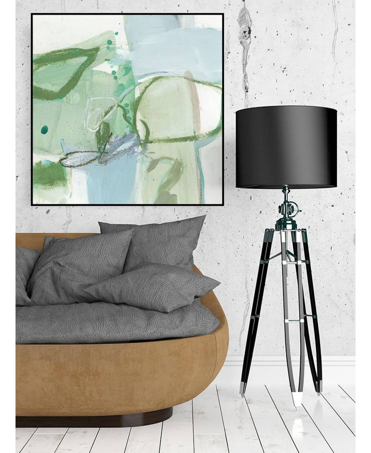 Olive Green Framed Canvas Art Block H312614