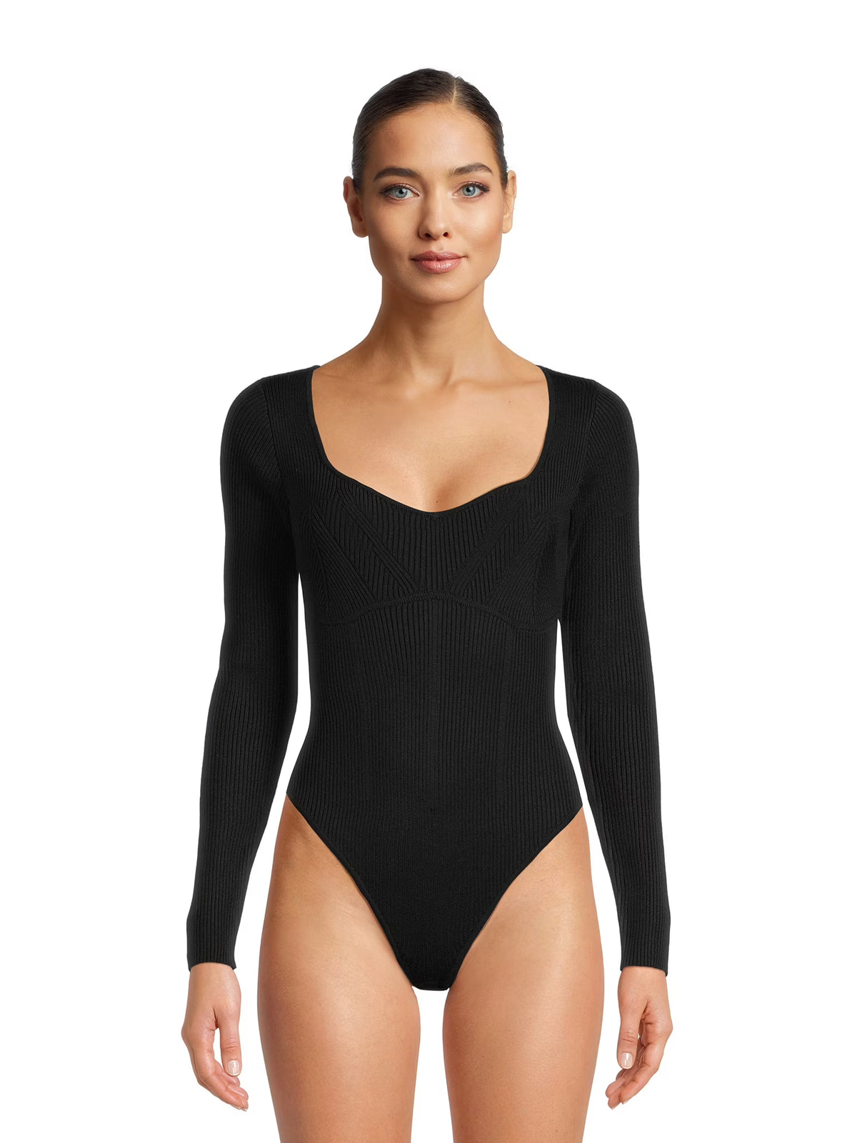 Sweetheart Neckline Long Sleeve Bodysuit X2120