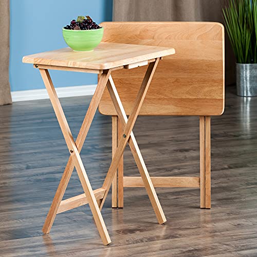 Set of 2 Foldable Snack Tables, 26", Natural B610