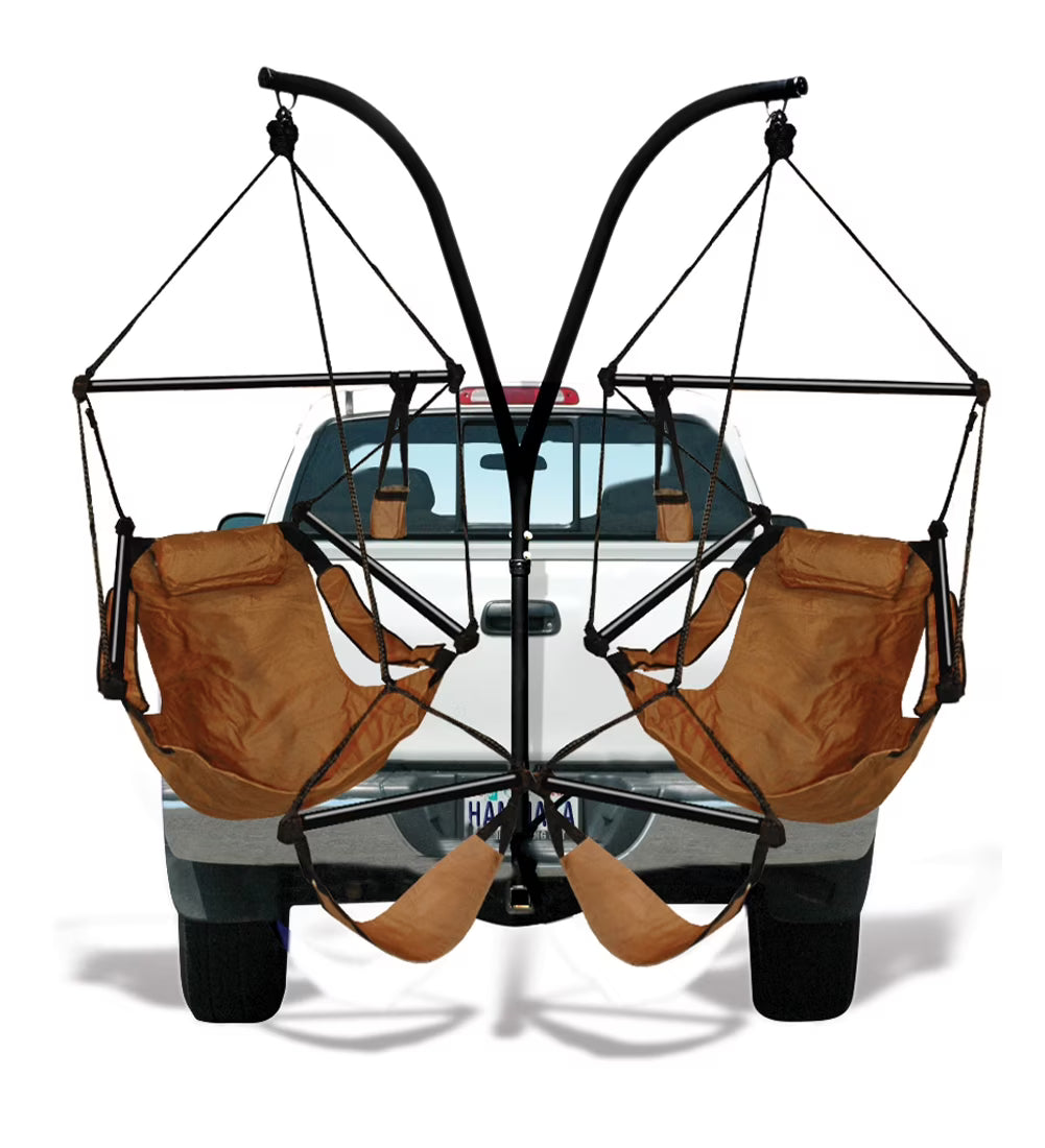 Trailer Hitch Stand and Natural Tan Chairs Combo E686