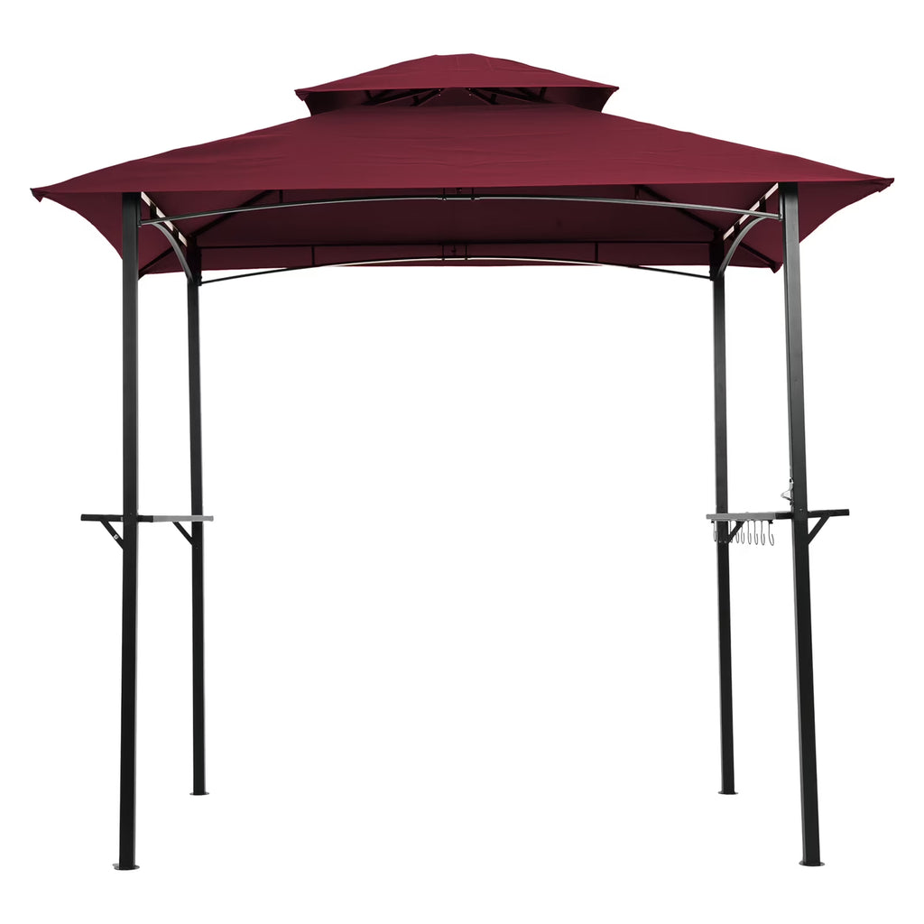 Burgundy Steel Frame Outdoor Grill Gazebo with Canopy Y670031