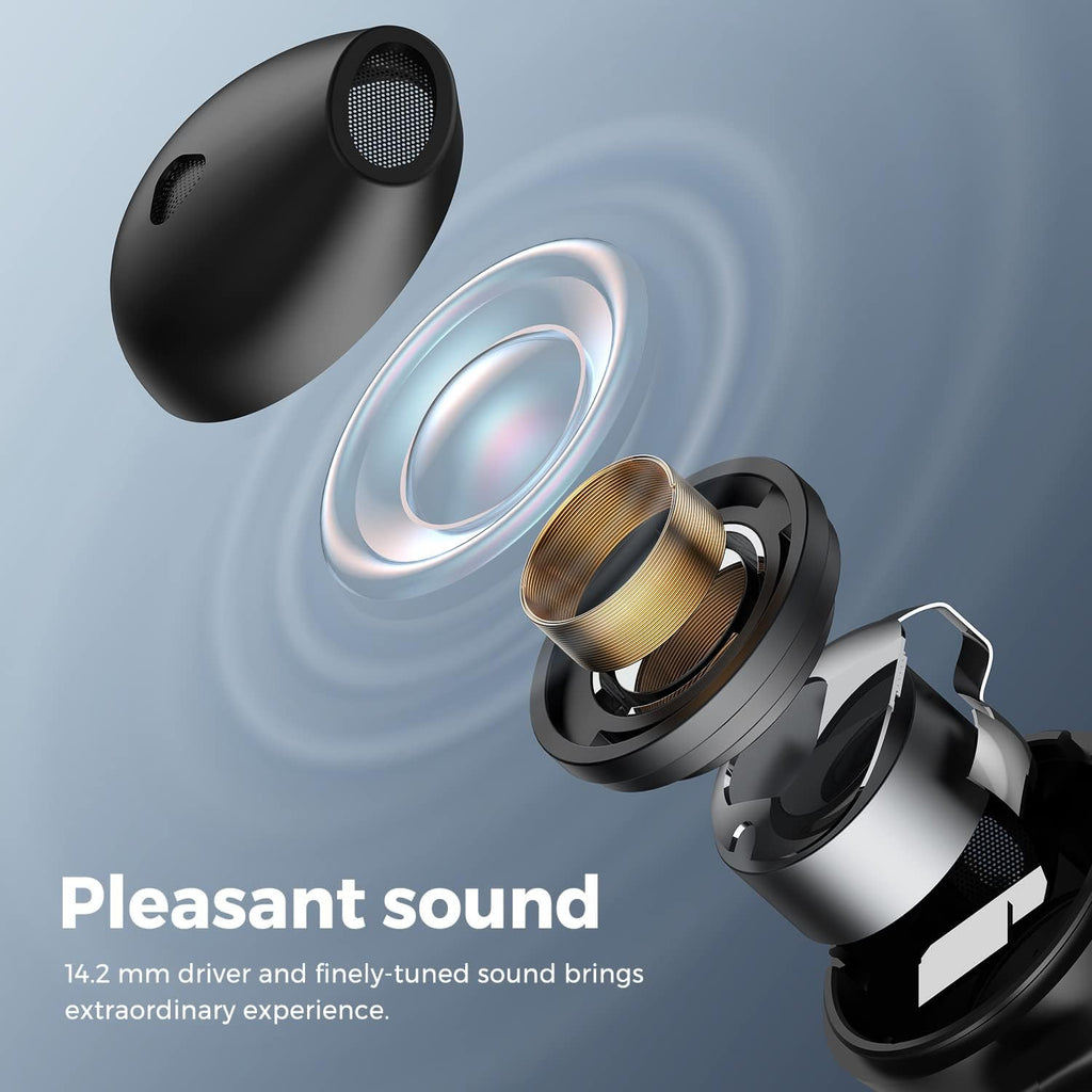 Wireless Earbuds with 14.2mm Driver, Bluetooth V5.2, Four Mic, 17.5 Hrs H6453