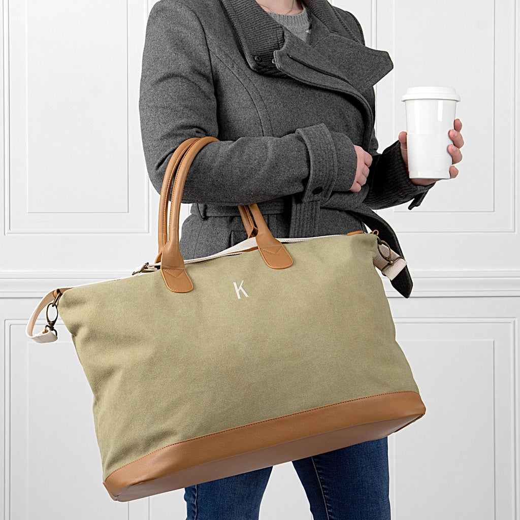 Green Washed Canvas Weekender M3627