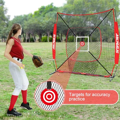 Baseball Softball Practice Net with Batting Tee and Bow Frame L18793