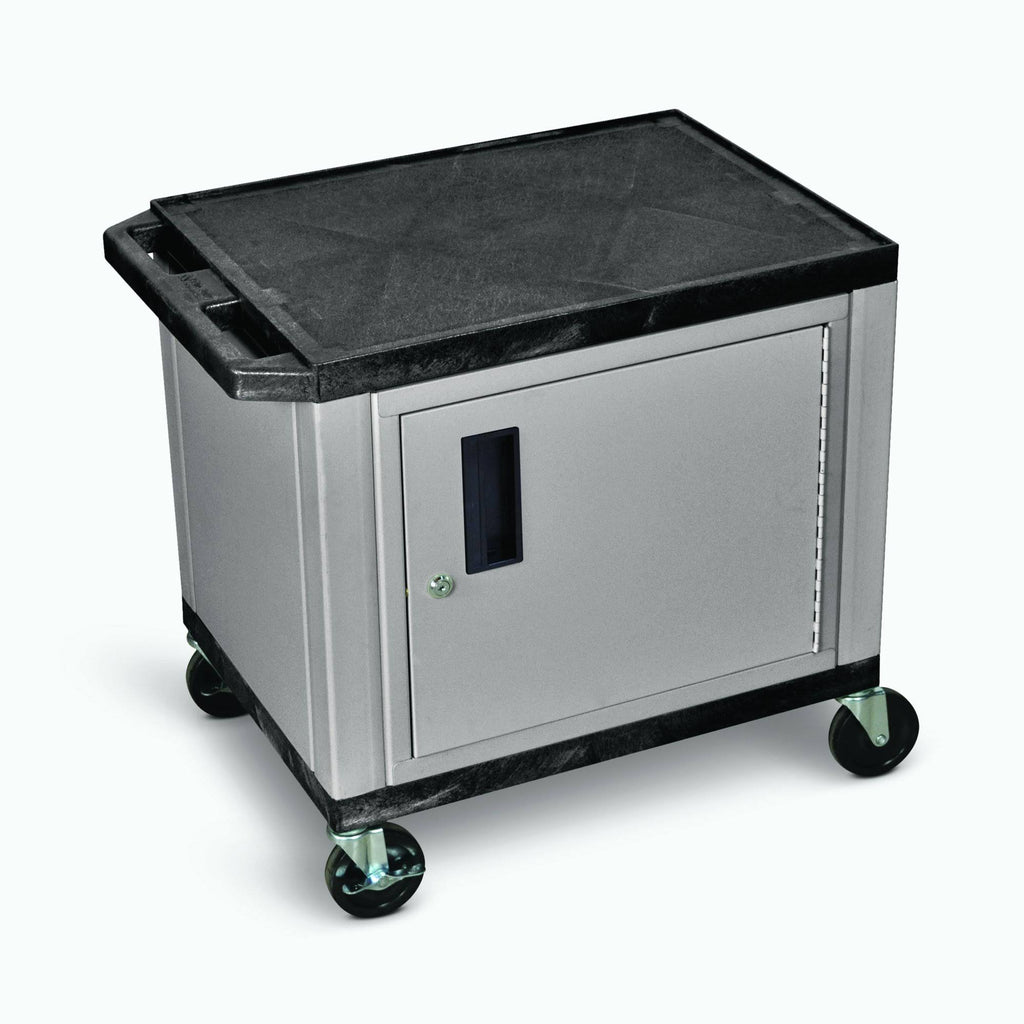 2-Shelf AV Cart with Cabinet, Black A312