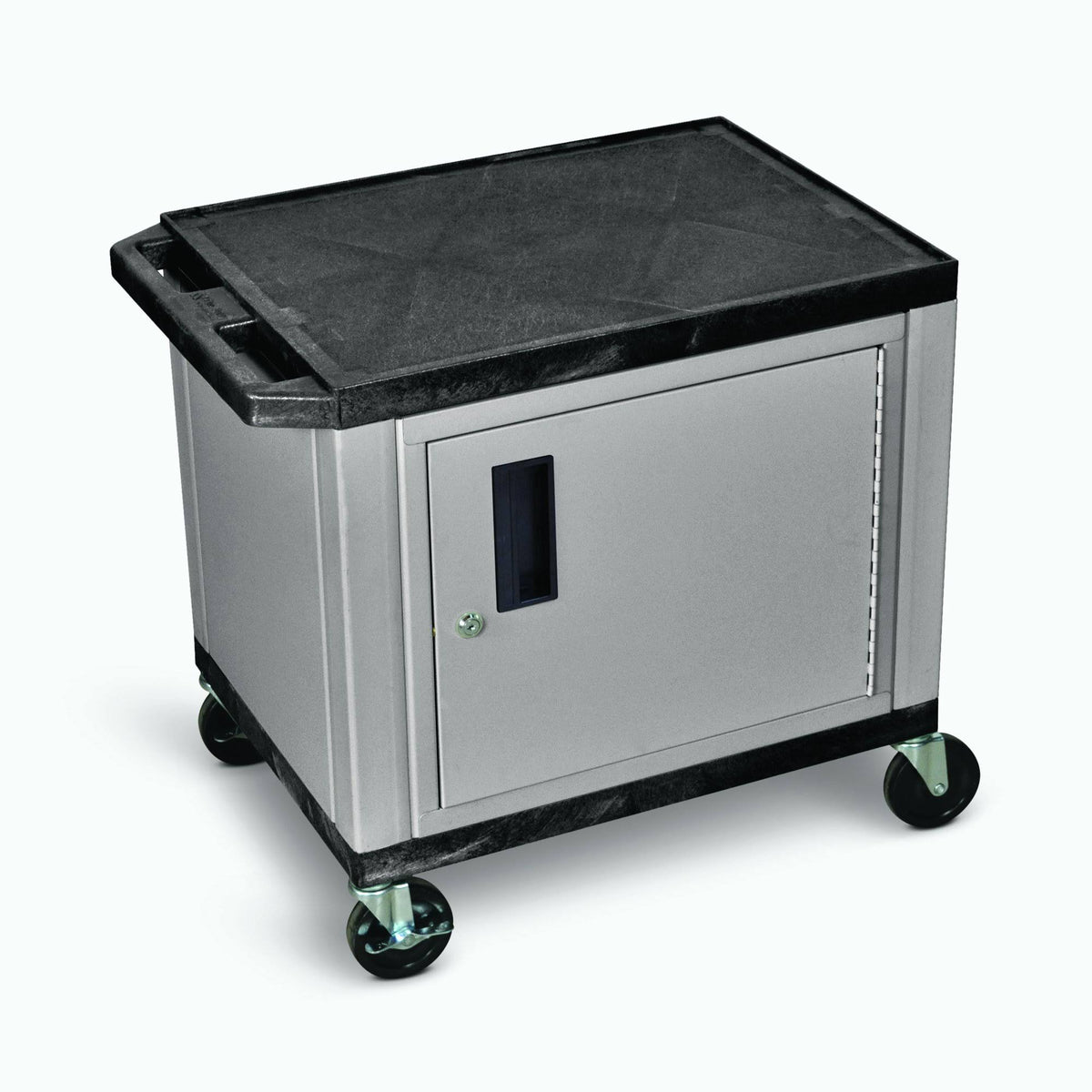 2-Shelf AV Cart with Cabinet, Black A312