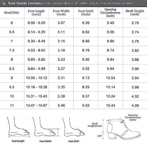 Women's Ankle Boots Lace-up Round Toe Low Heel Booties with Side Zipper G142