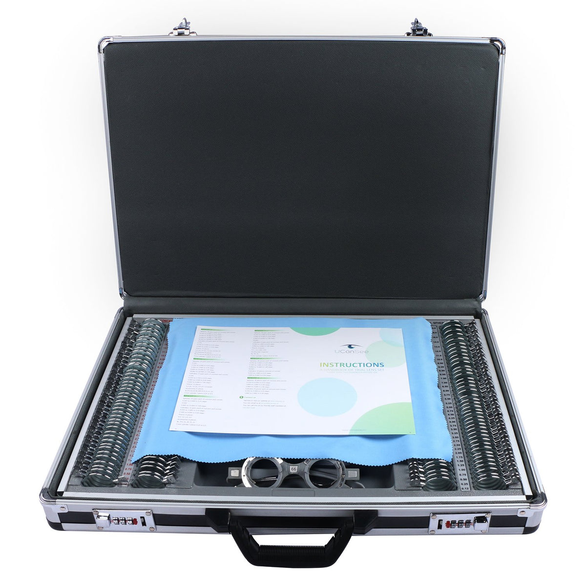 266 pcs Optical Trial Lens Set Metal Rim Aluminum Case O675