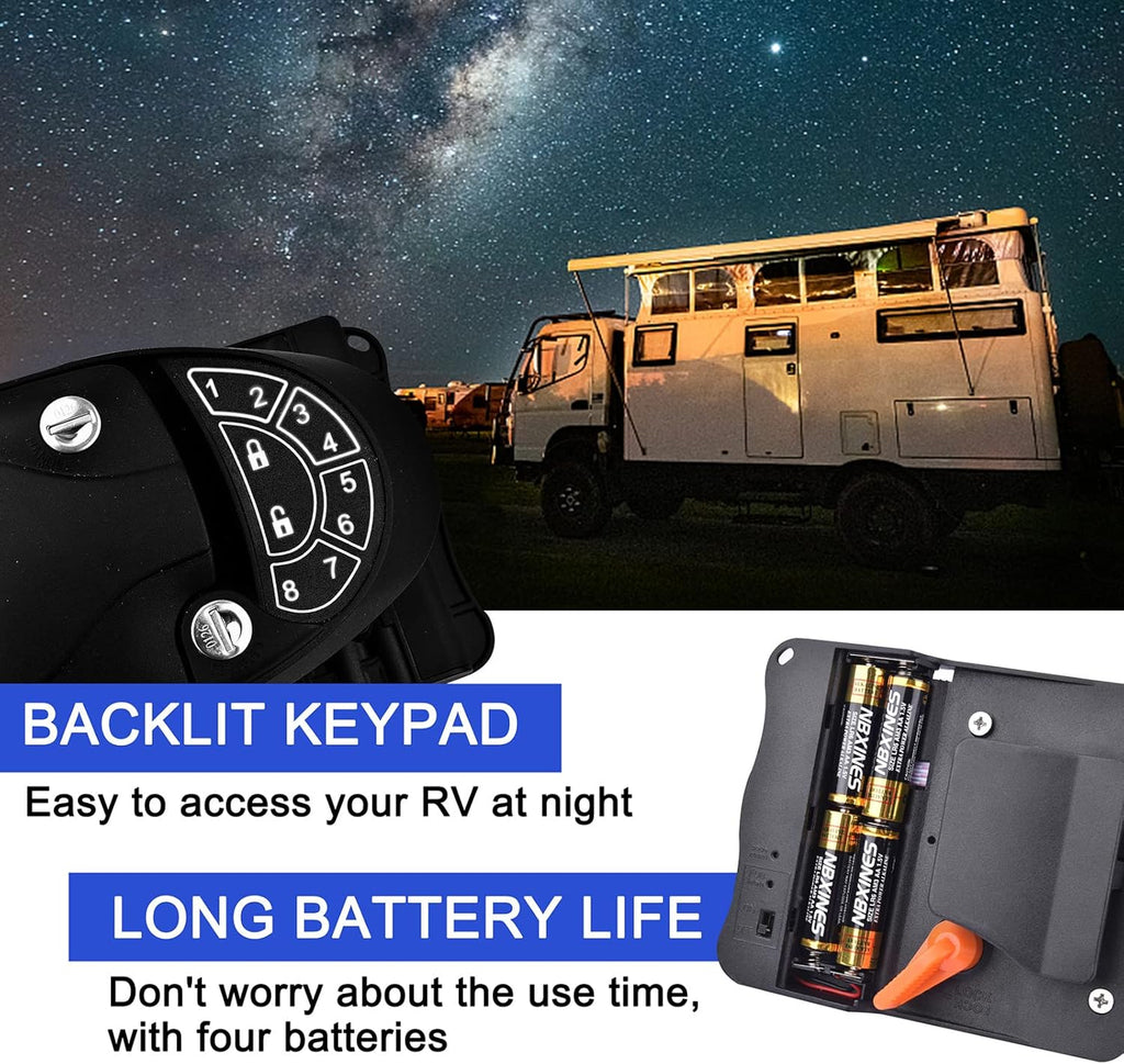 RV Keyless Entry Door Lock with Backlit Keypad and 2 Key Fobs P7601