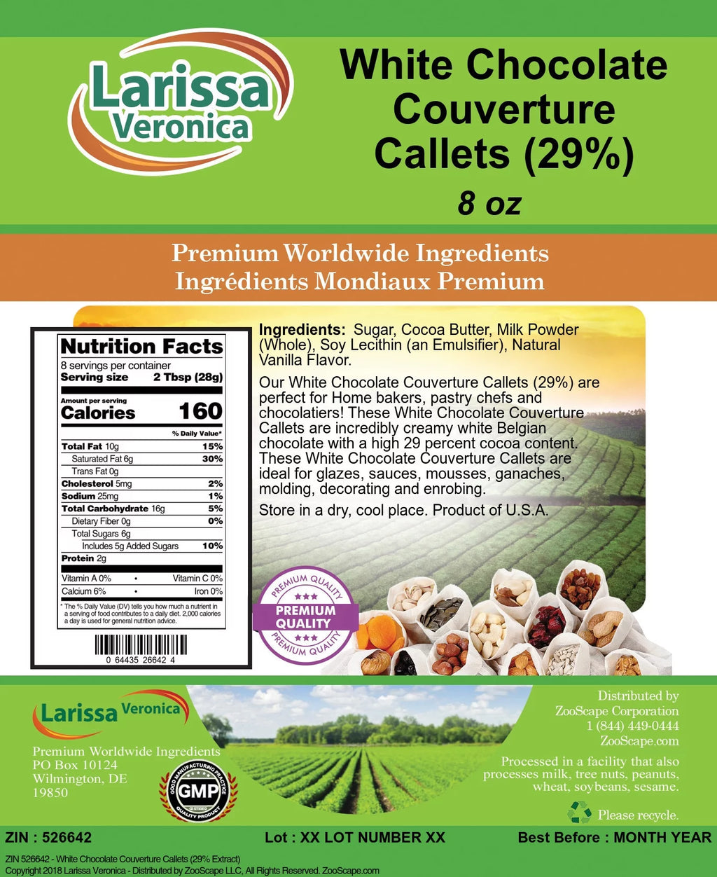 White Chocolate Couverture Callets 29% 8 oz 2-Pack M578795