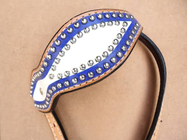 Leather Horse One Ear Headstall Breast Collar Blue X475